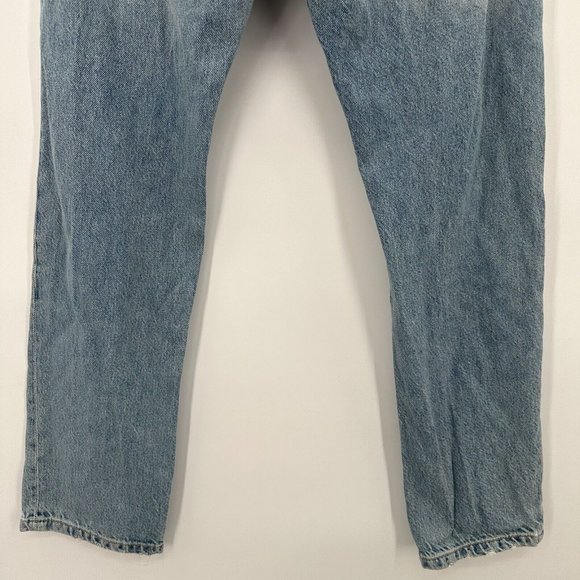 Free People‎ Blue Denim Distressed Ripped Boyfriend Straight Jeans Size 24 - Picture 11 of 12